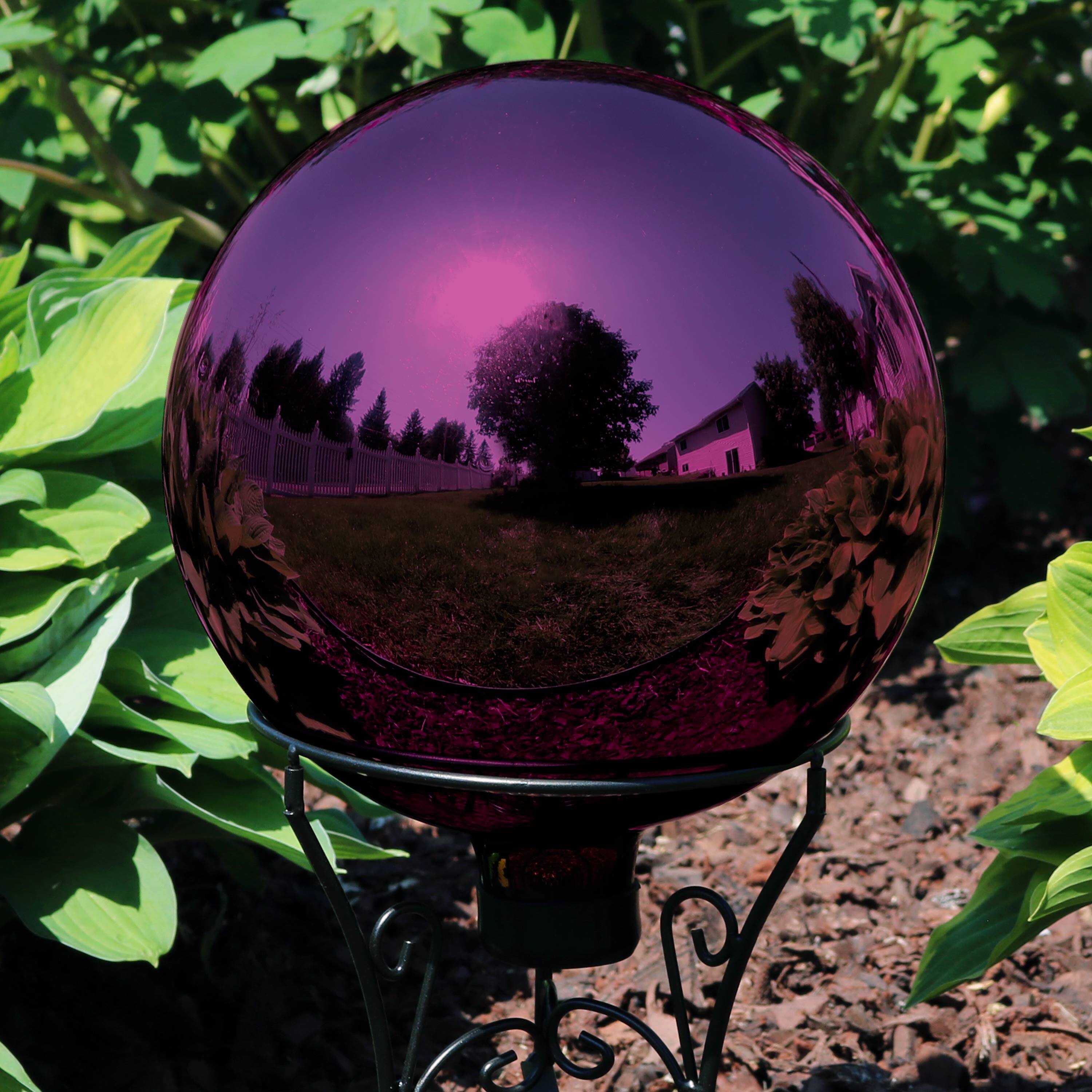 Alt View 3. Sunnydaze - Mirrored Surface Gazing Ball Globe - 10 in - Merlot.