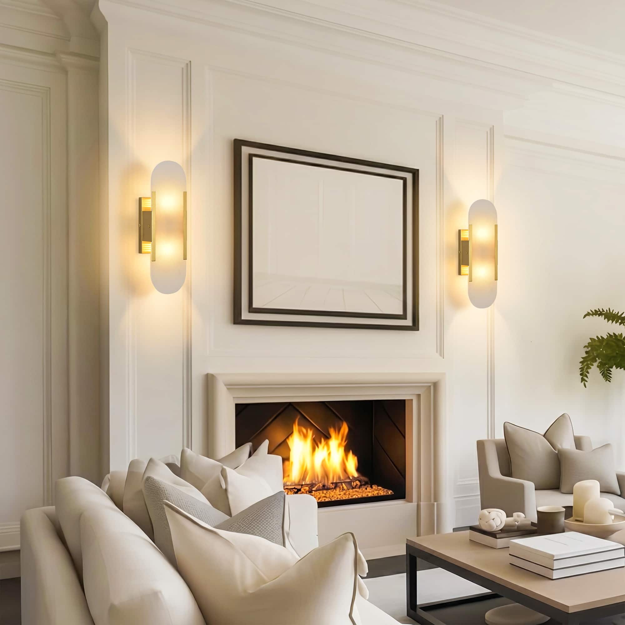 Parrot Uncle - Modern Metal Marble Shade 2 Light Wall Sconce Vanity Light Fixture for Living Room Bedroom Corridor - Gold