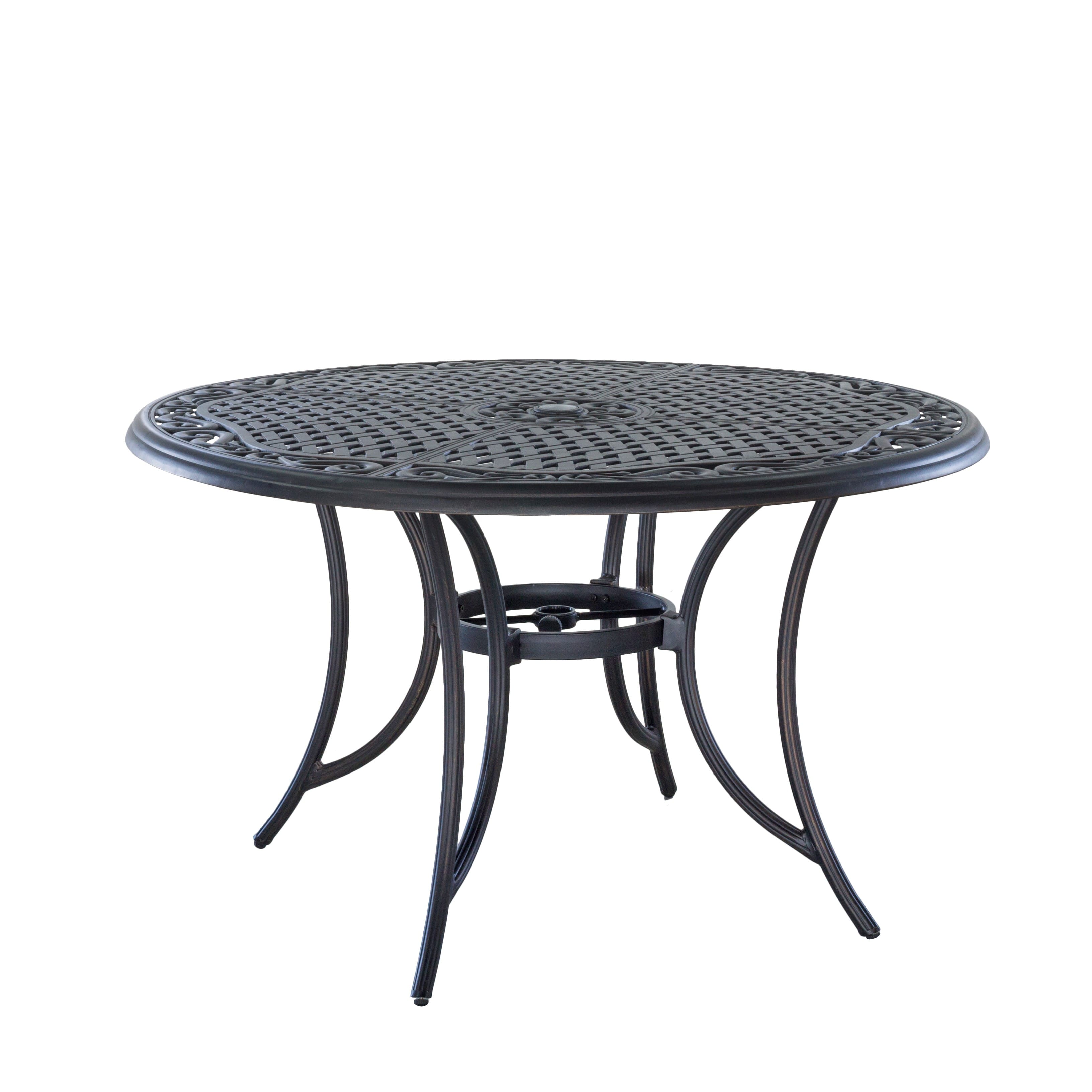 Mondawe - Patio Outdoor Round Aluminum Dining Table - Black