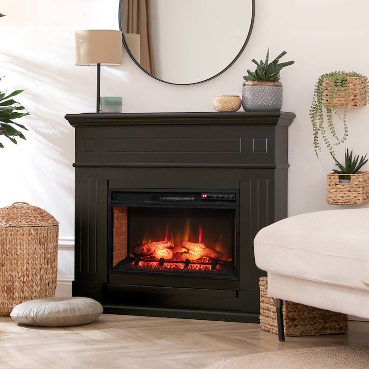 Left. SlickBlue - Electric Fireplace Insert with Infrared Heating and Remote Control - Black.