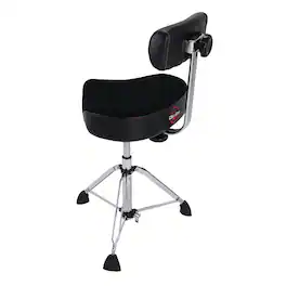 Gibraltar Hardware - Hydraulic Saddle Drum Throne, 17" Cordura Seat, Adjustable Backrest, One-Touch Height Adjustment, Heavy-Duty Base