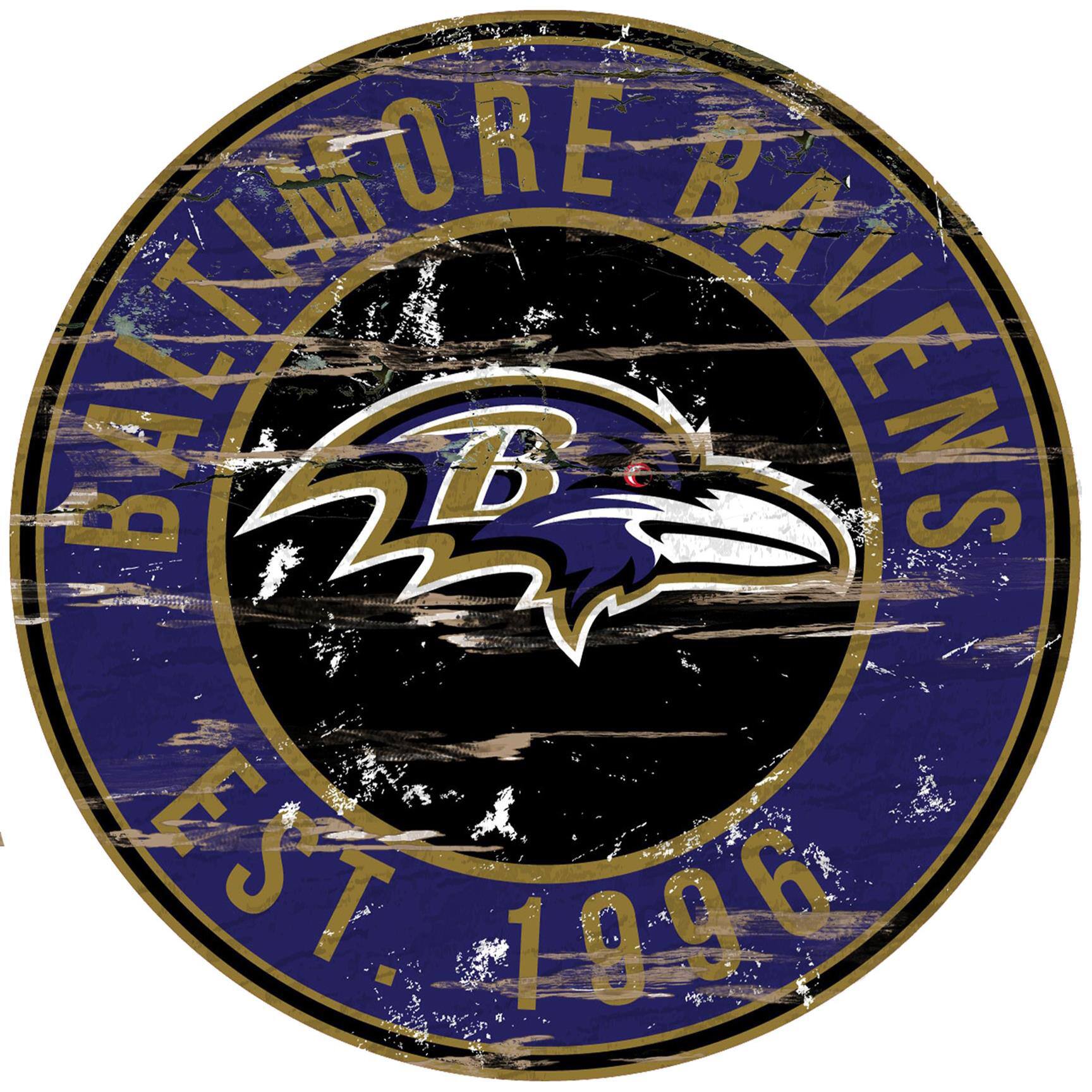 Baltimore Ravens 23.5" Distressed Round Sign