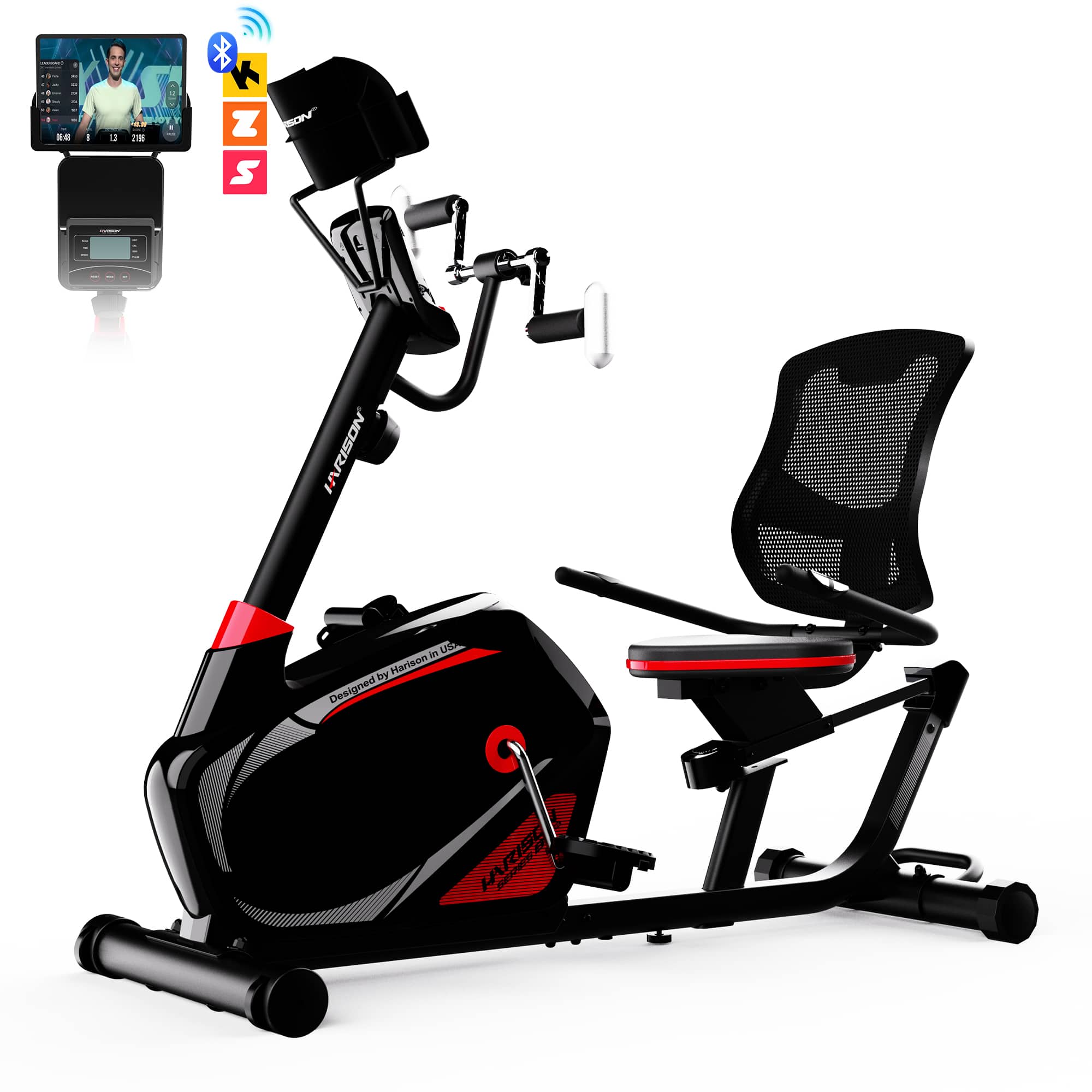 HARISON - Pro Recumbent Exercise Bike 400 lbs Capacity, Magnetic Recumbent bike for Adult and Seniors (BBB8ARE) - Black