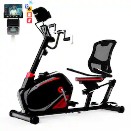HARISON - Magnetic Exercise Bike with Arm Exerciser, 400LB Recumbent Bike, Bluetooth App, LCD & Tablet Holder(BBUS-B8ARE) - Black