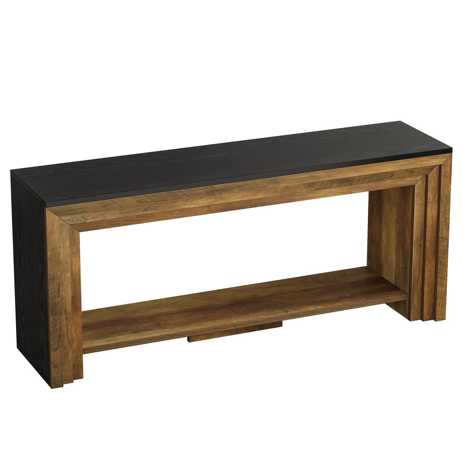 Alt View 4. Tribesigns - Console Table with Engineered Wood Construction and Storage Shelves for Entryway and Living Room - Brown.