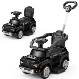 FIRST RIDE ON - 3-in-1 Toddler Push Car, Licensed Ford Bronco Raptor Kids Push Car for Toddlers 1-3 w/Handle, Ride on Toy for Boys - Black
