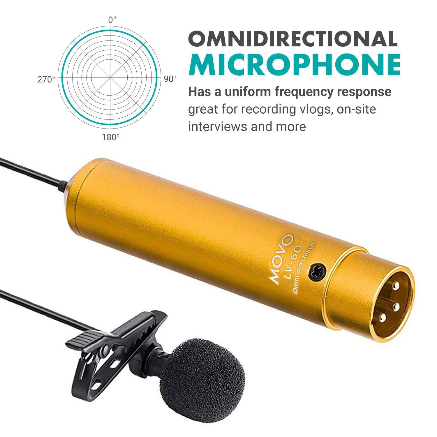 OMNIDIRECTIONAL MICROPHONE

Has a uniform frequency response great for recording vlogs, on-site interviews and more

MOVO LV-60 Omni-directional