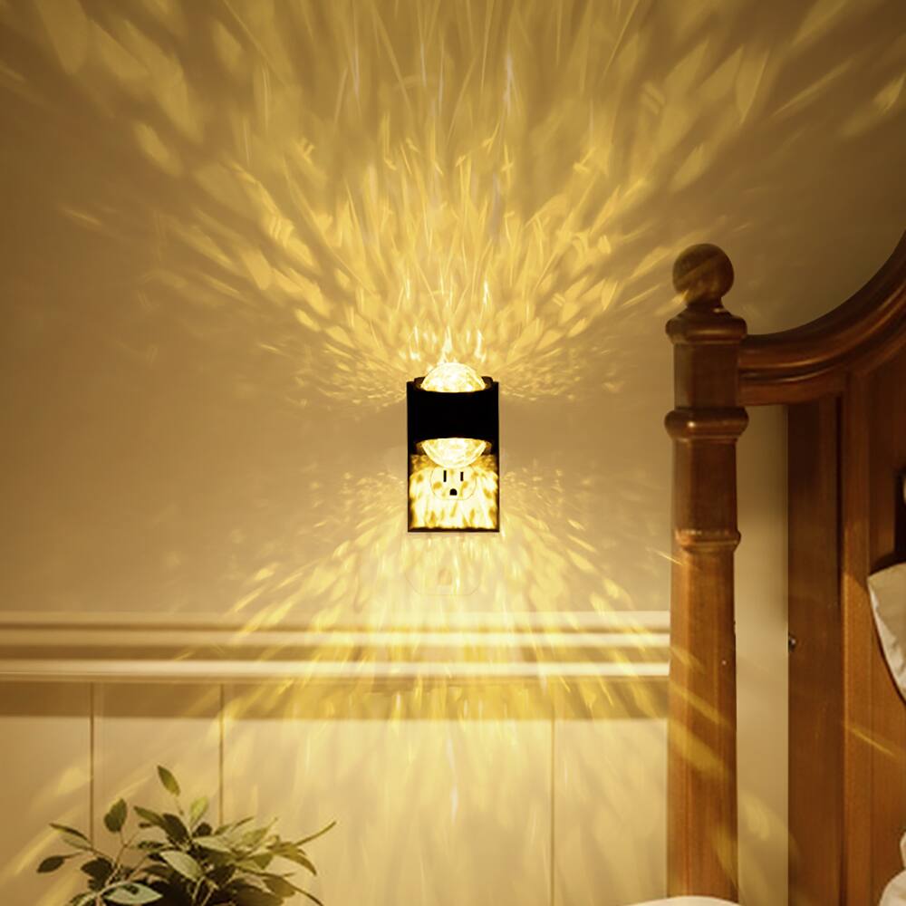 Left. Jandcase - JANDCASE 2W Plug-in Night Light, 3CCT + Amber Color , Diamond Lens Projection, Color Memory, Dusk-to-Dawn Sensor - Black.