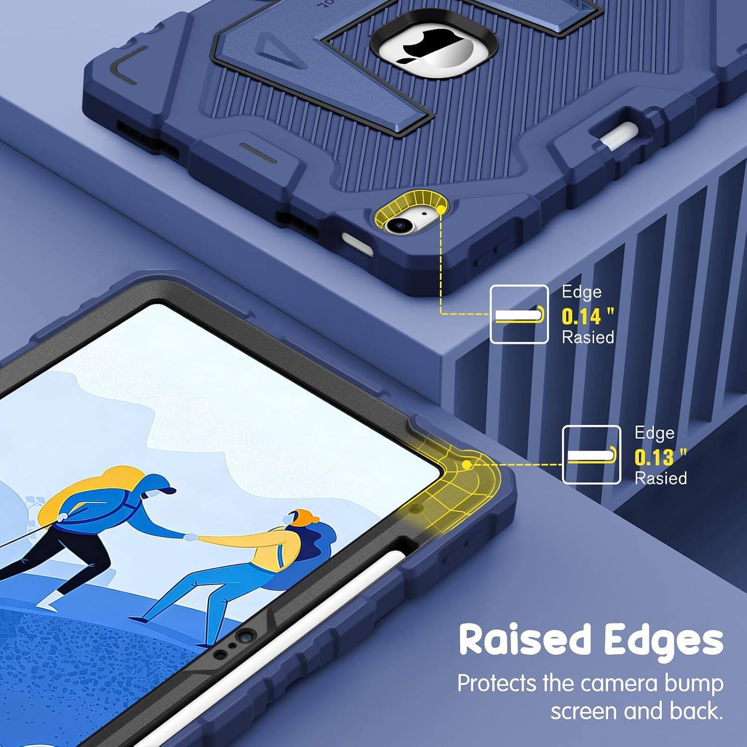 70 Edge 0.14" Raised Edge 0.13" Raised Edges Protects the camera bump screen and back.