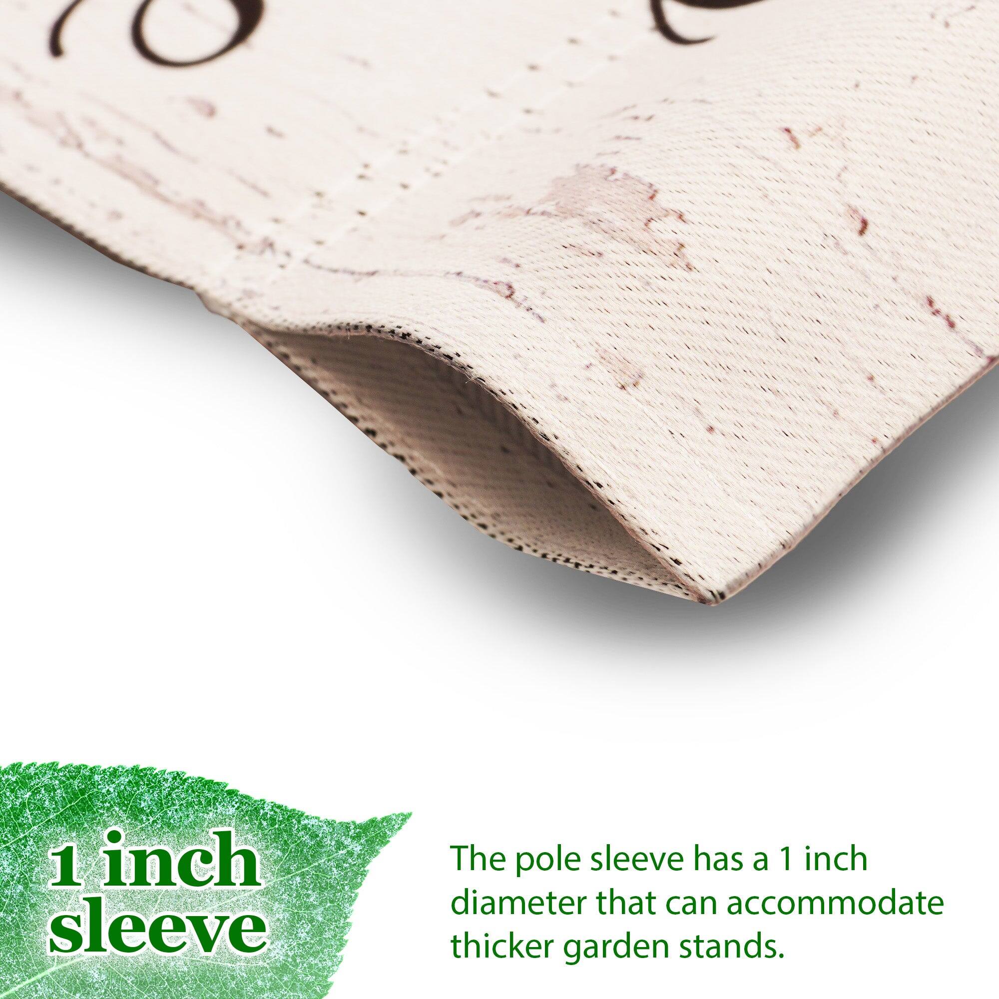 1 inch sleeve

The pole sleeve has a 1 inch diameter that can accommodate thicker garden stands.