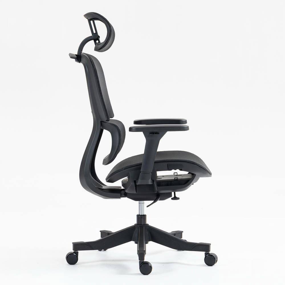 Back. Kadyn - High Back Ergonomic Office Chair, 4D Armrests & 120° Recline, Breathable Mesh, 360° Swivel, Black - Black.