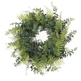 Vickerman - 18" Buckler Fern & Grass Wreath - Green