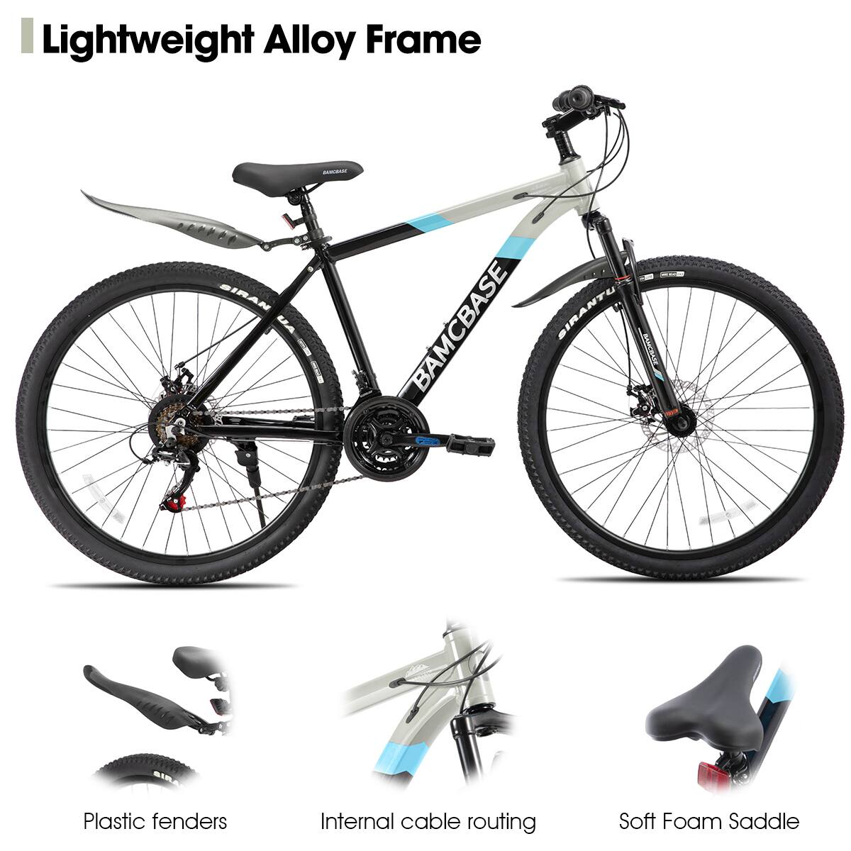 Lightweight Alloy Frame  
Plastic fenders  
Internal cable routing  
Soft Foam Saddle
