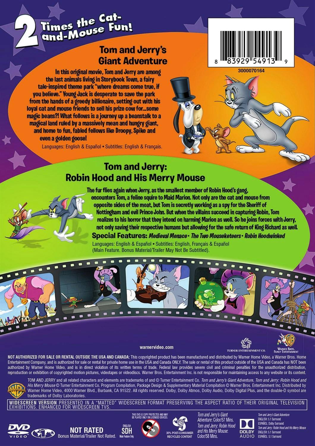 Back. Tom and Jerry: Giant Adventure / Robin Hood and His Merry Mouse (DVD Double Feature) [DVD].