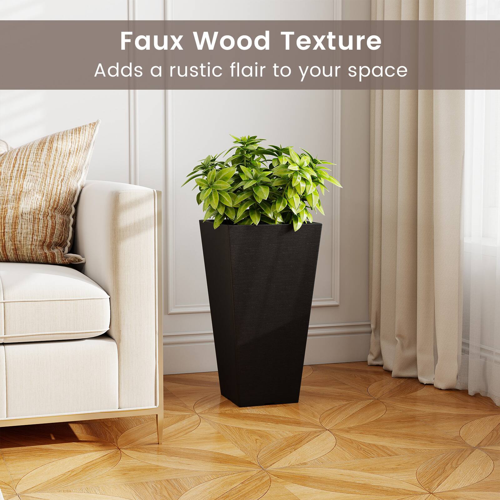 Faux Wood Texture  
Adds a rustic flair to your space