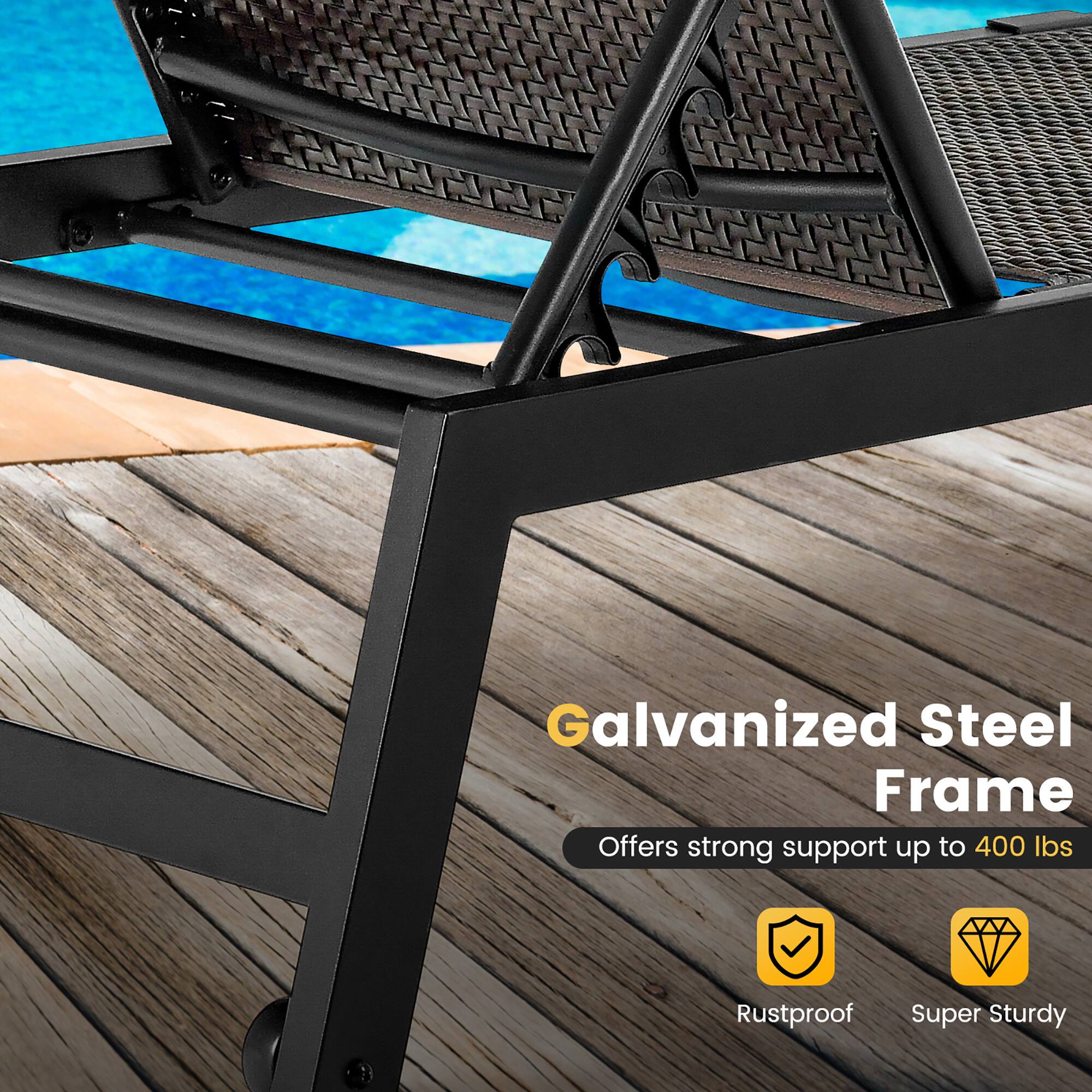 Galvanized Steel Frame  
Offers strong support up to 400 lbs  
Rustproof  
Super Sturdy