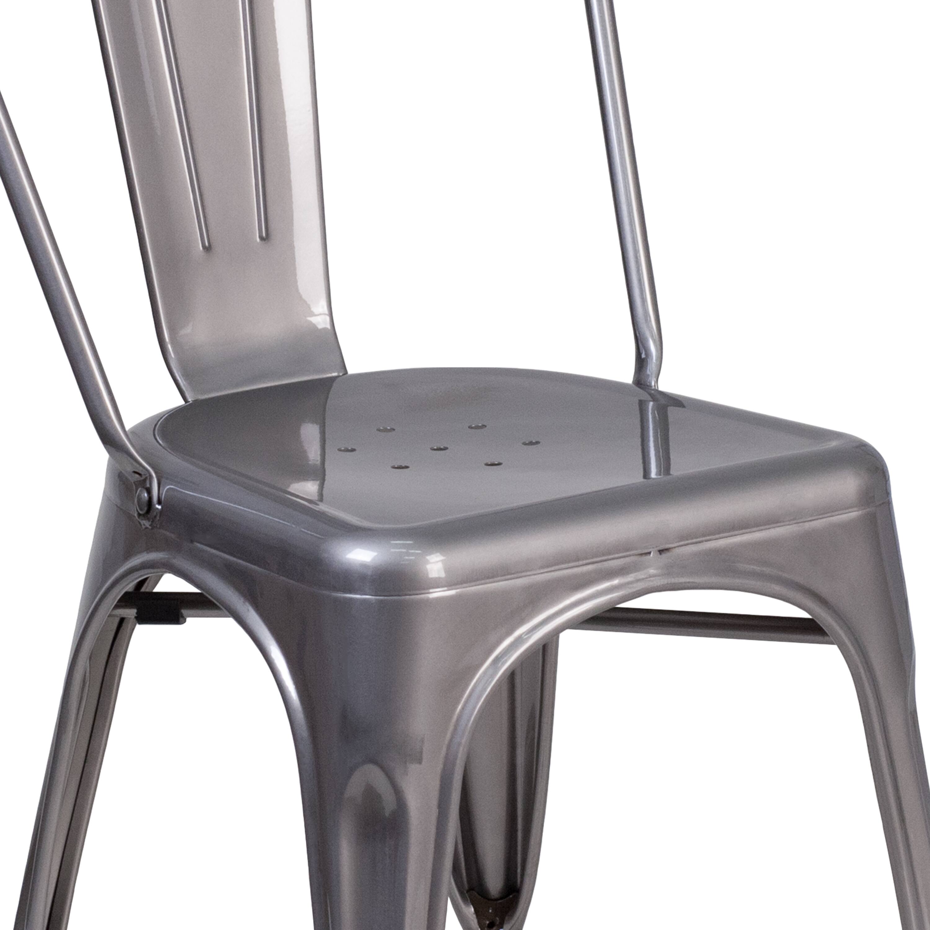 Alt View 9. Emma + Oliver - Metal Indoor Stackable Chair - Clear Coated.