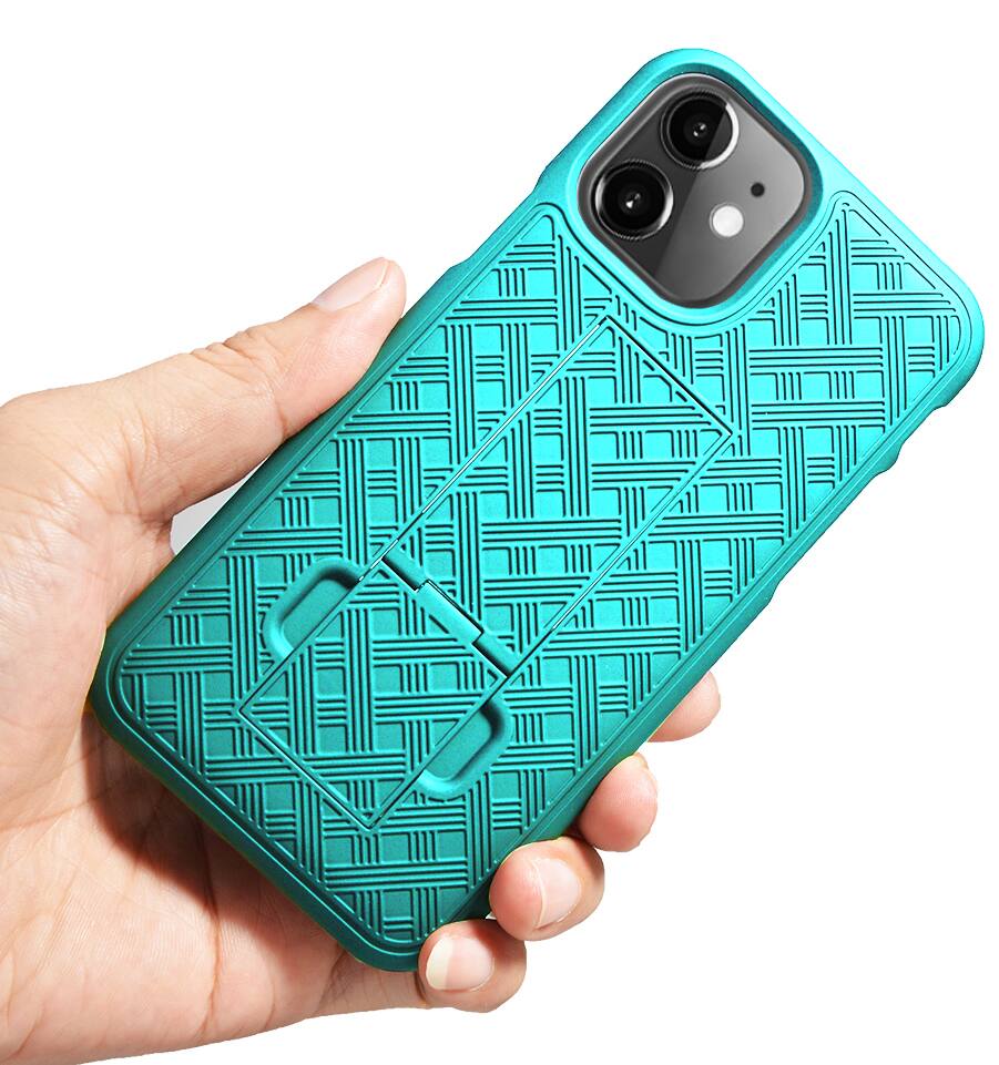 Alt View 8. Nakedcellphone - Case with Stand and Screen Protector and Belt Clip Holster for iPhone 11 - Mint.