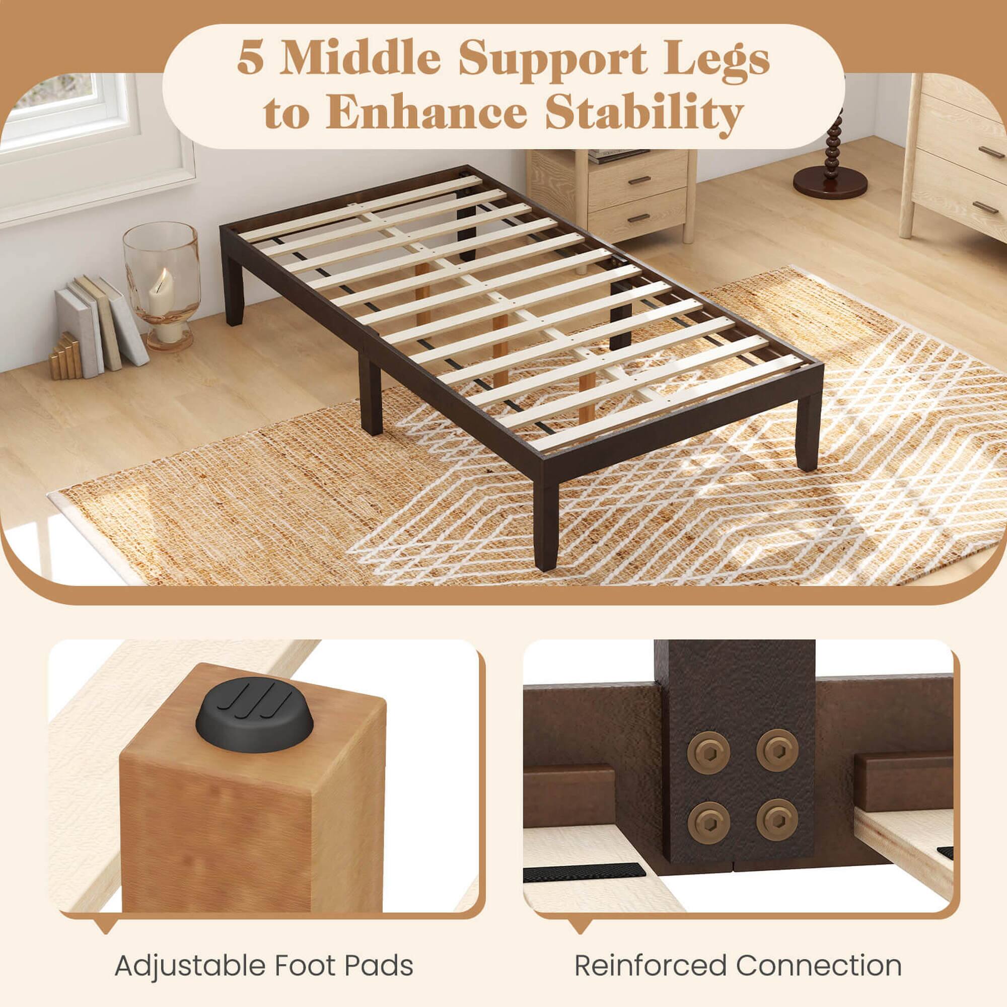 5 Middle Support Legs to Enhance Stability Adjustable Foot Pads Reinforced Connection