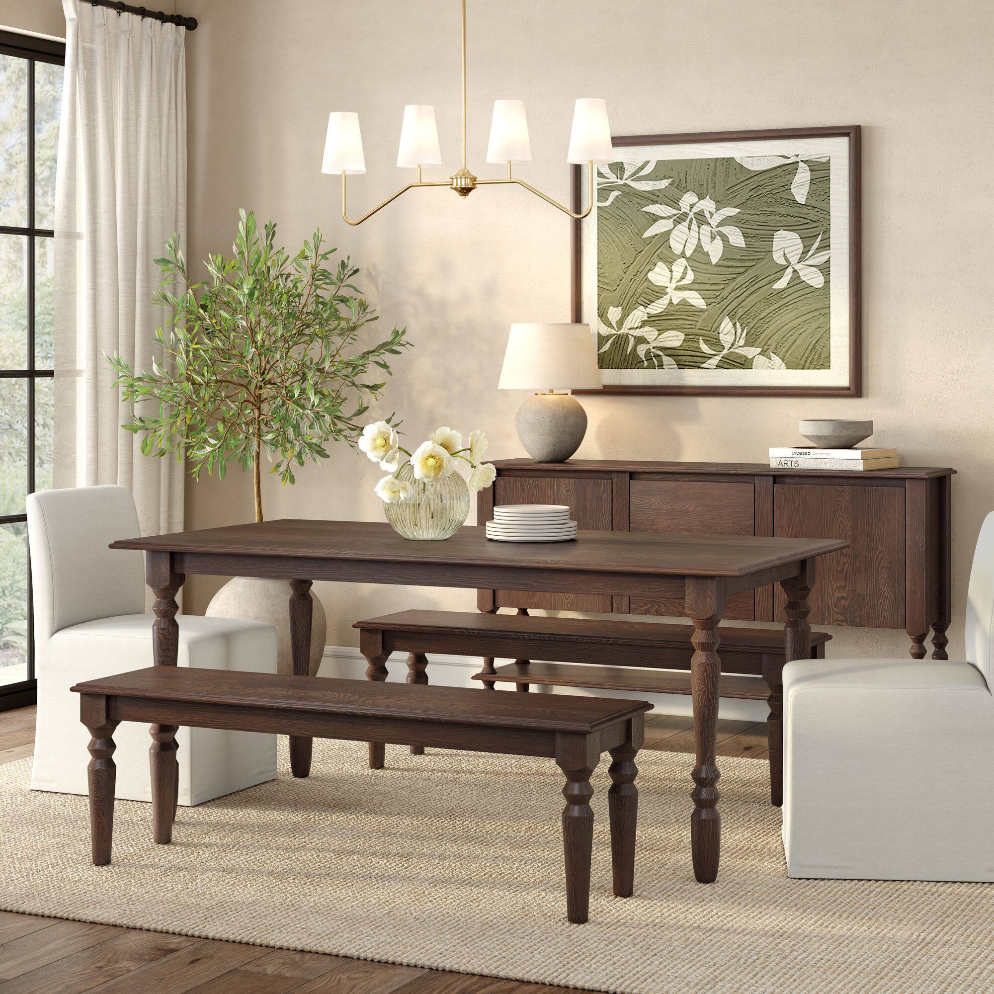 Alt View 9. Plank+Beam - Laurel Rectangular Dining Table (72in / 1828mm), Cognac - Cognac.