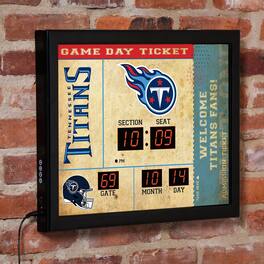 Evergreen Enterprises - Tennessee Titans 15" x 19" Bluetooth Scoreboard Wall Clock - Brown