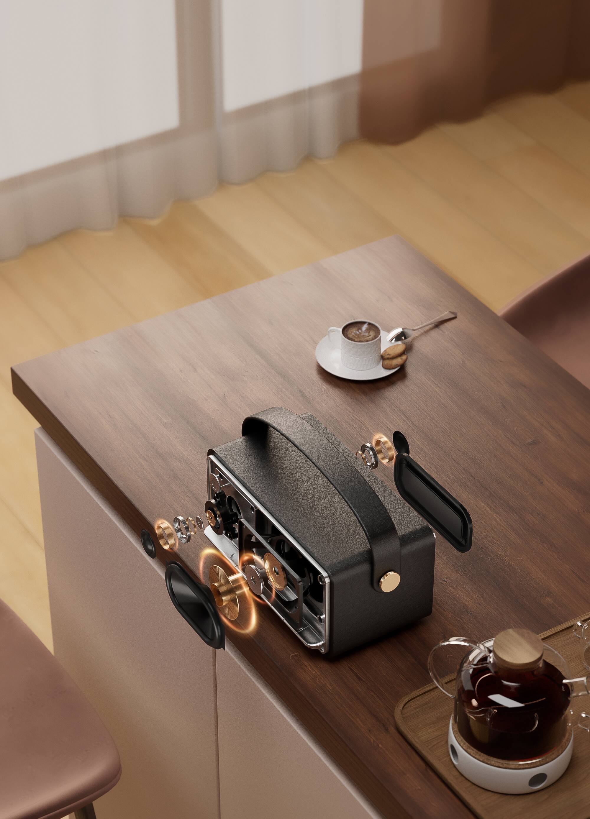 Alt View 4. Edifier - MP330 Portable Bluetooth Speaker - Retro Black.