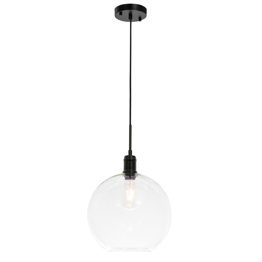 Alt View 6. Living District - Emett 1 light Black and Clear glass pendant - Black And Clear Glass.