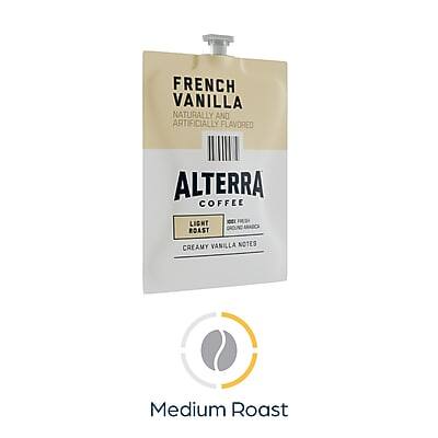 FRENCH VANILLA  
NATURALLY AND ARTIFICIALLY FLAVORED  

ALTERRA COFFEE  
LIGHT ROAST  
CREAMY VANILLA NOTES  

Medium Roast