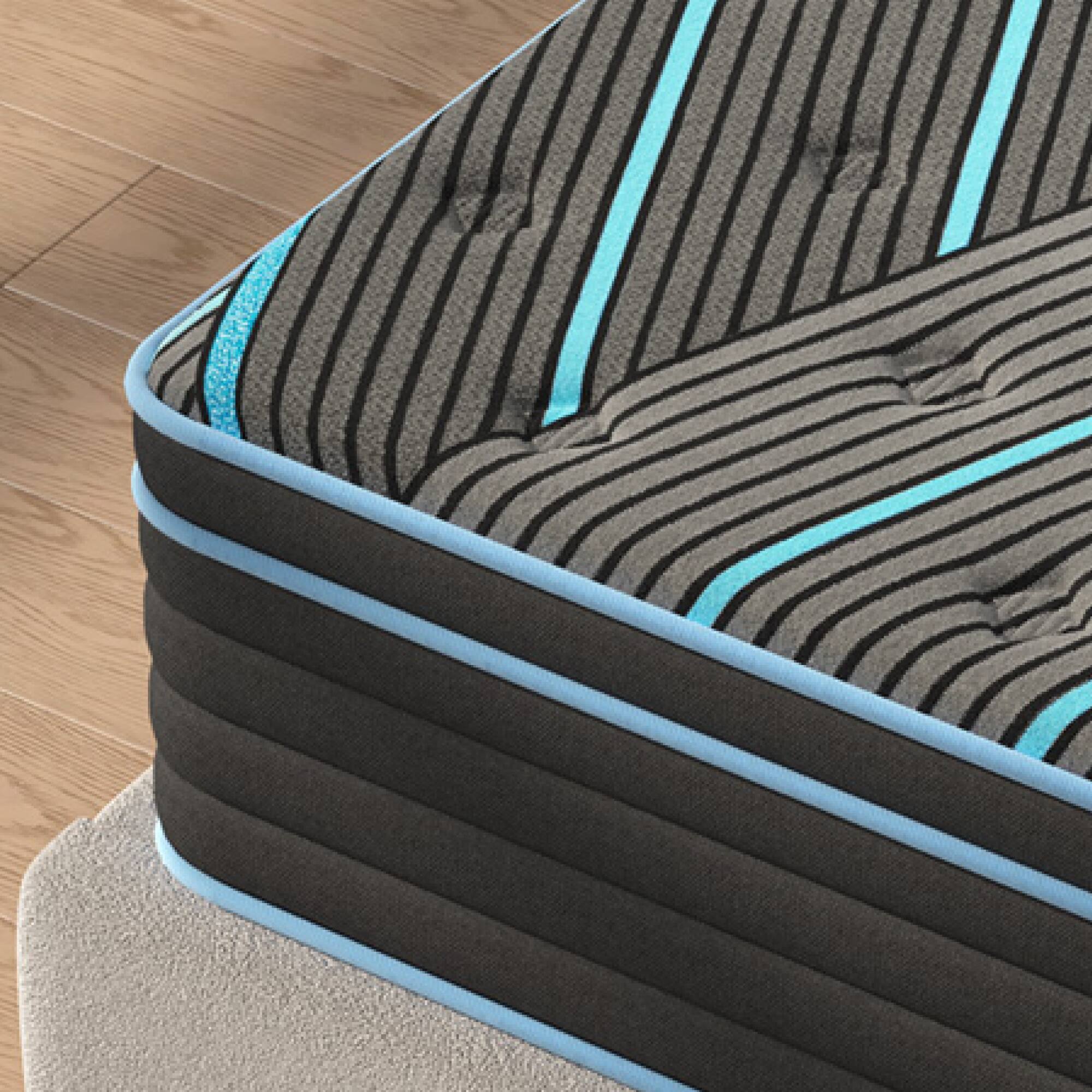 Alt View 9. GOODSILO - 14 Inch Hybrid Mattress with Individually Pocketed Springs for Enhanced Support and Comfort, King Size - Black+Blue.