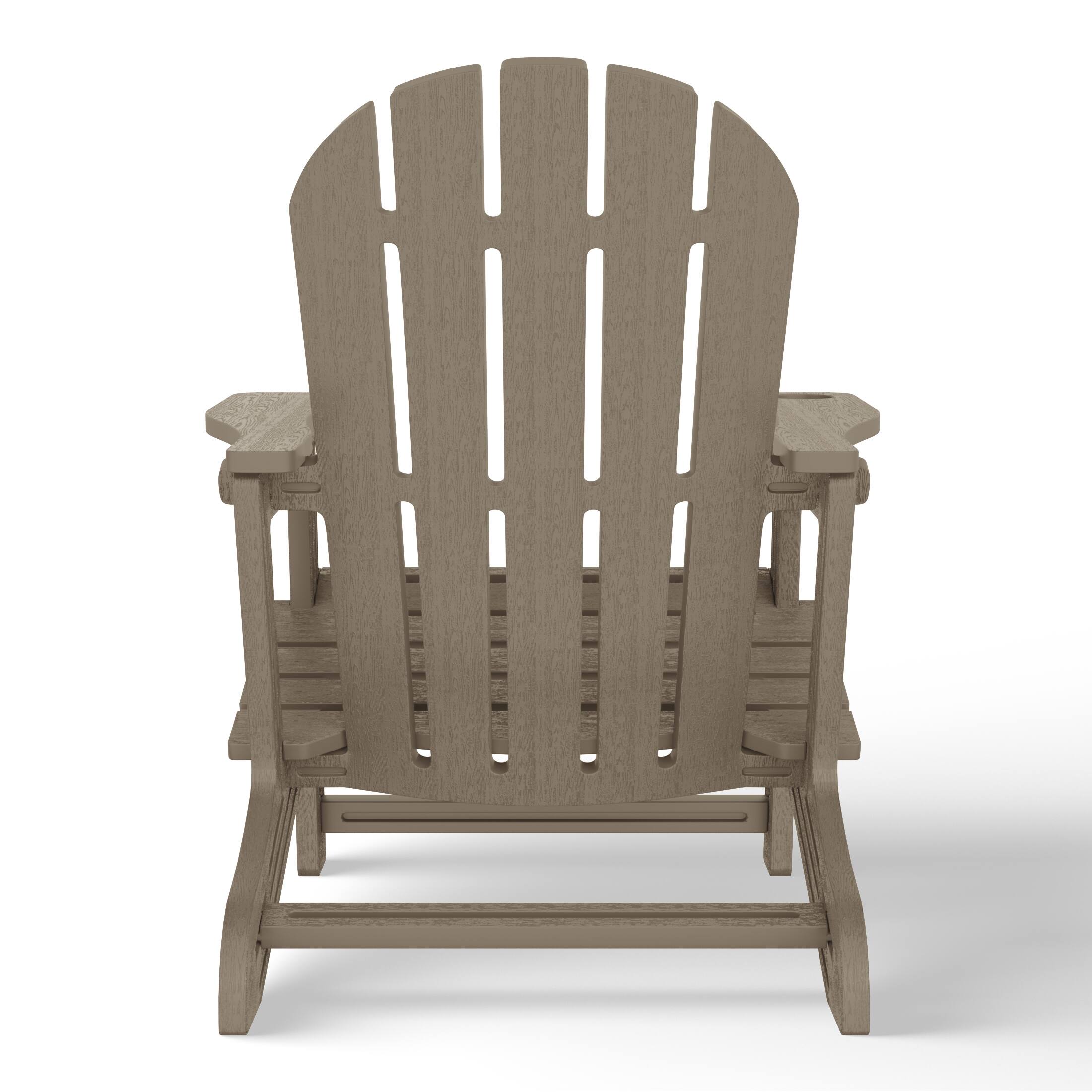 Alt View 1. WestinTrends - WestinTrends Azura Tool-Free Assembly Outdoor Patio HDPE Plastic Adirondack Chair with Cup Holder - Weathered Wood.