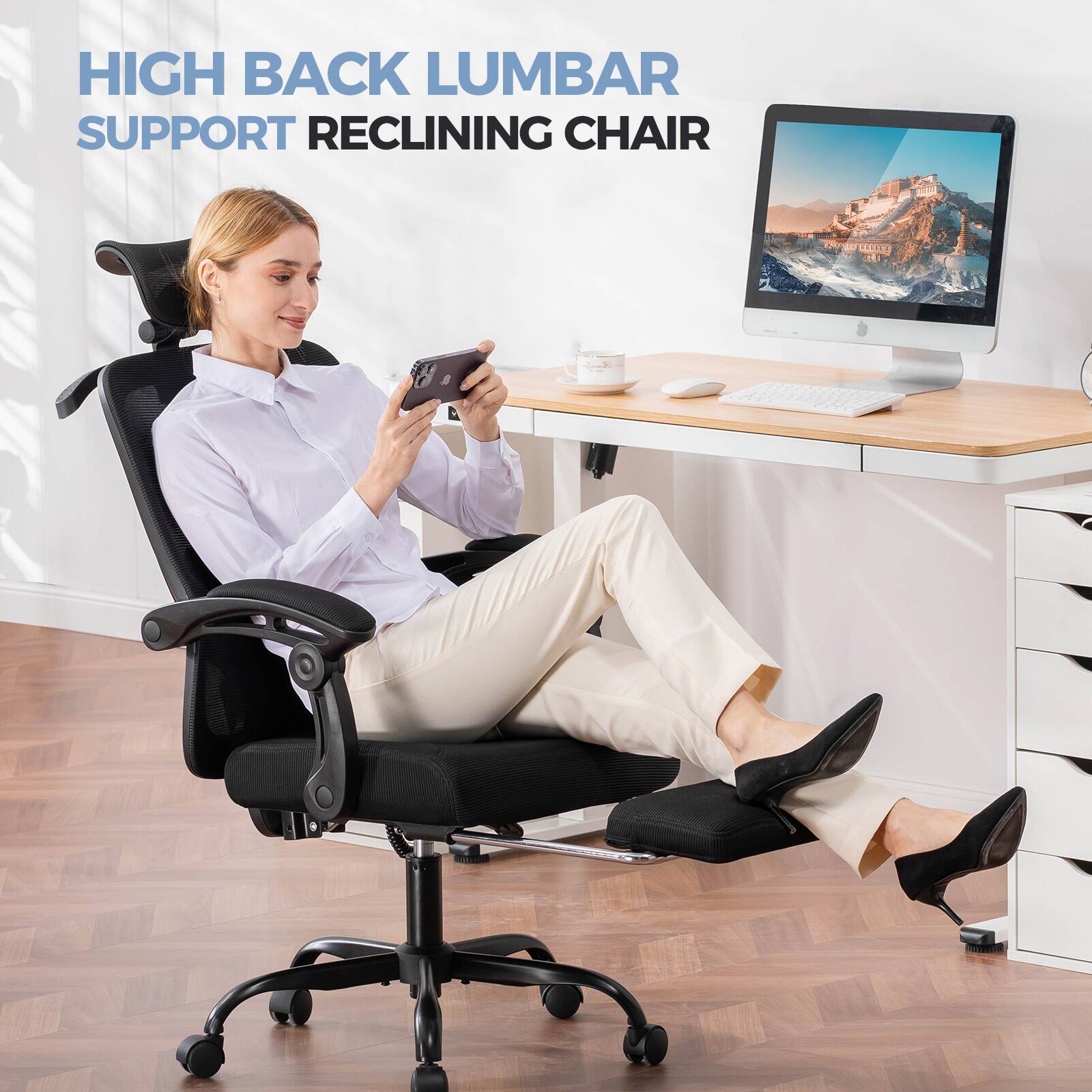 HIGH BACK LUMBAR SUPPORT RECLINING CHAIR
