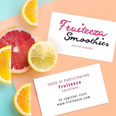 Fruiteeza Smoothies  
Healthy Rewards at Participating Fruiteeza Locations.  

Visit www.fruiteeza.com to register.