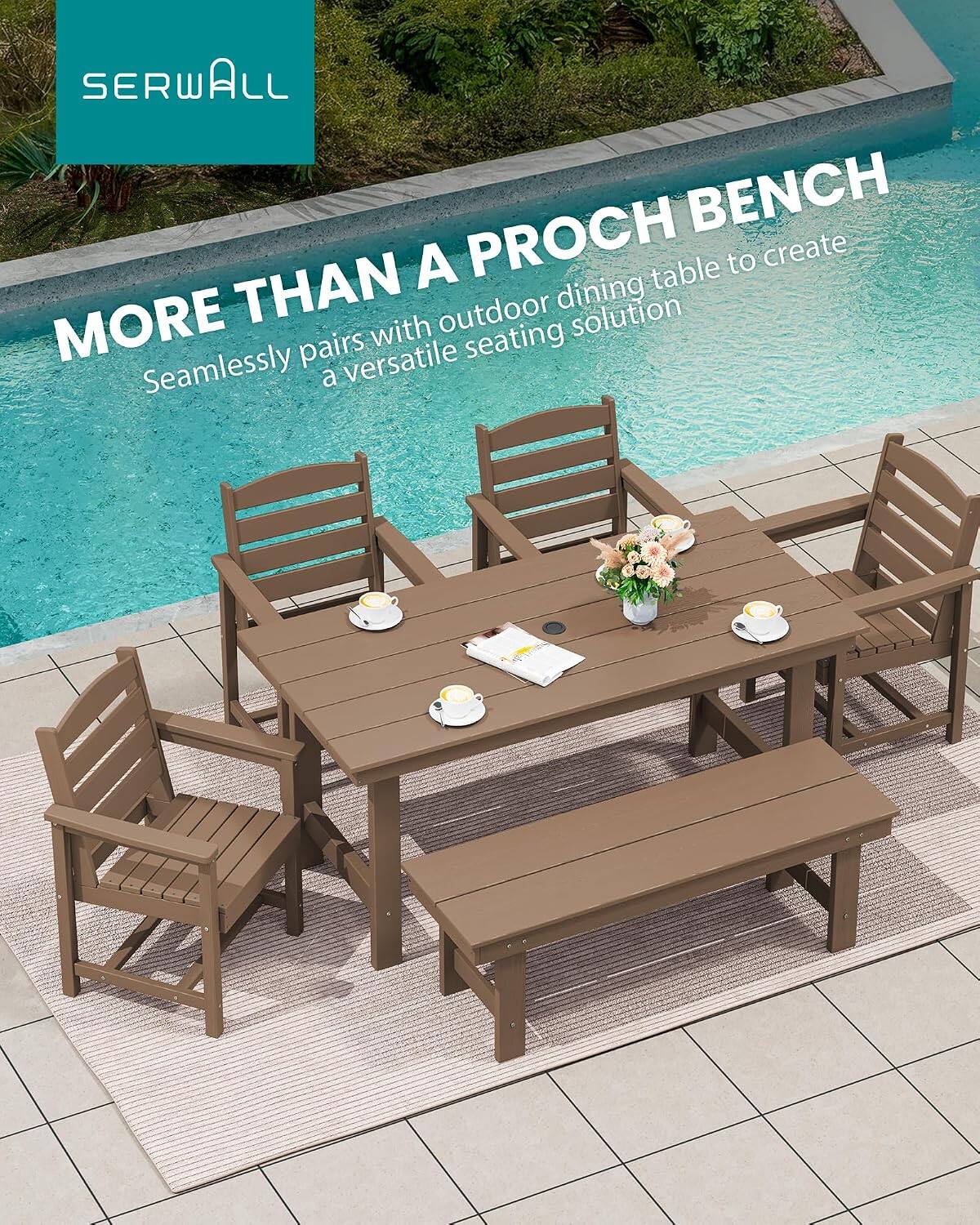 SERWALL  
MORE THAN A PROCH BENCH  
Seamlessly pairs with outdoor dining table to create a versatile seating solution