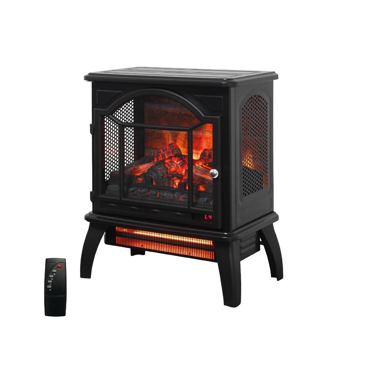 Angle. Loheer - Loheer 18 inch electric fireplace stove Freestanding Infrared Quartz Heater with Remote Control Antique Black - Antique Black.