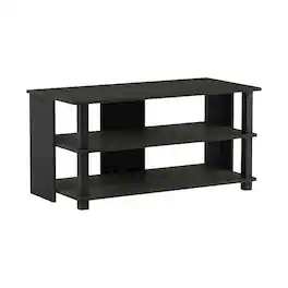 FurniFact - Wooden 3-Tier TV Stand in Espresso, TVs up to 40 inches, ample storage - Black