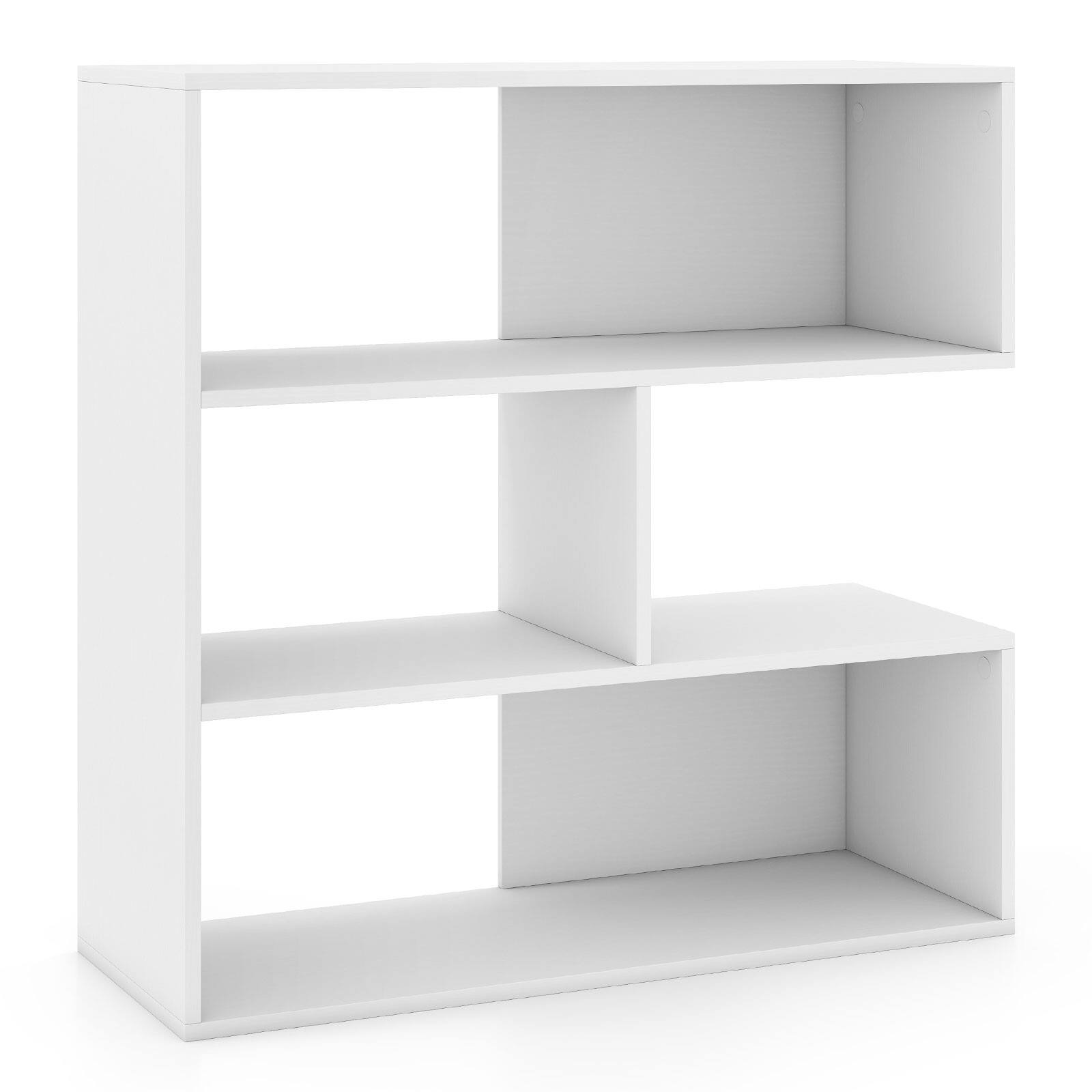 Alt View 9. Costway - Costway 3-Shelf Concave Bookshelf Room Organizer with Anti-Toppling Device Freestanding - White.