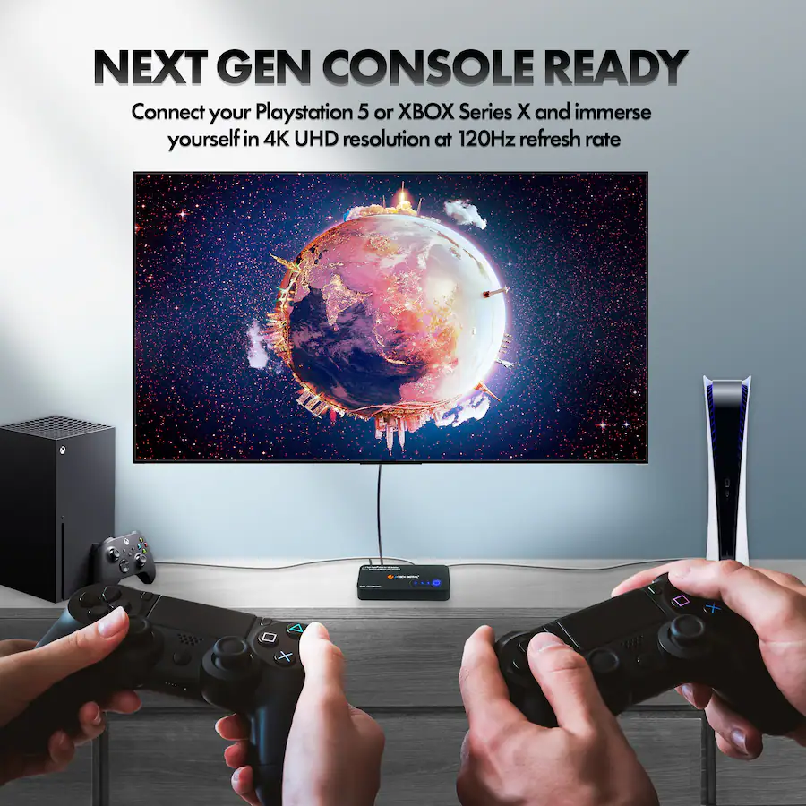 J Tech Digital 8K 60Hz 2x1 HDMI Switch HDR and 4K 120Hz Support