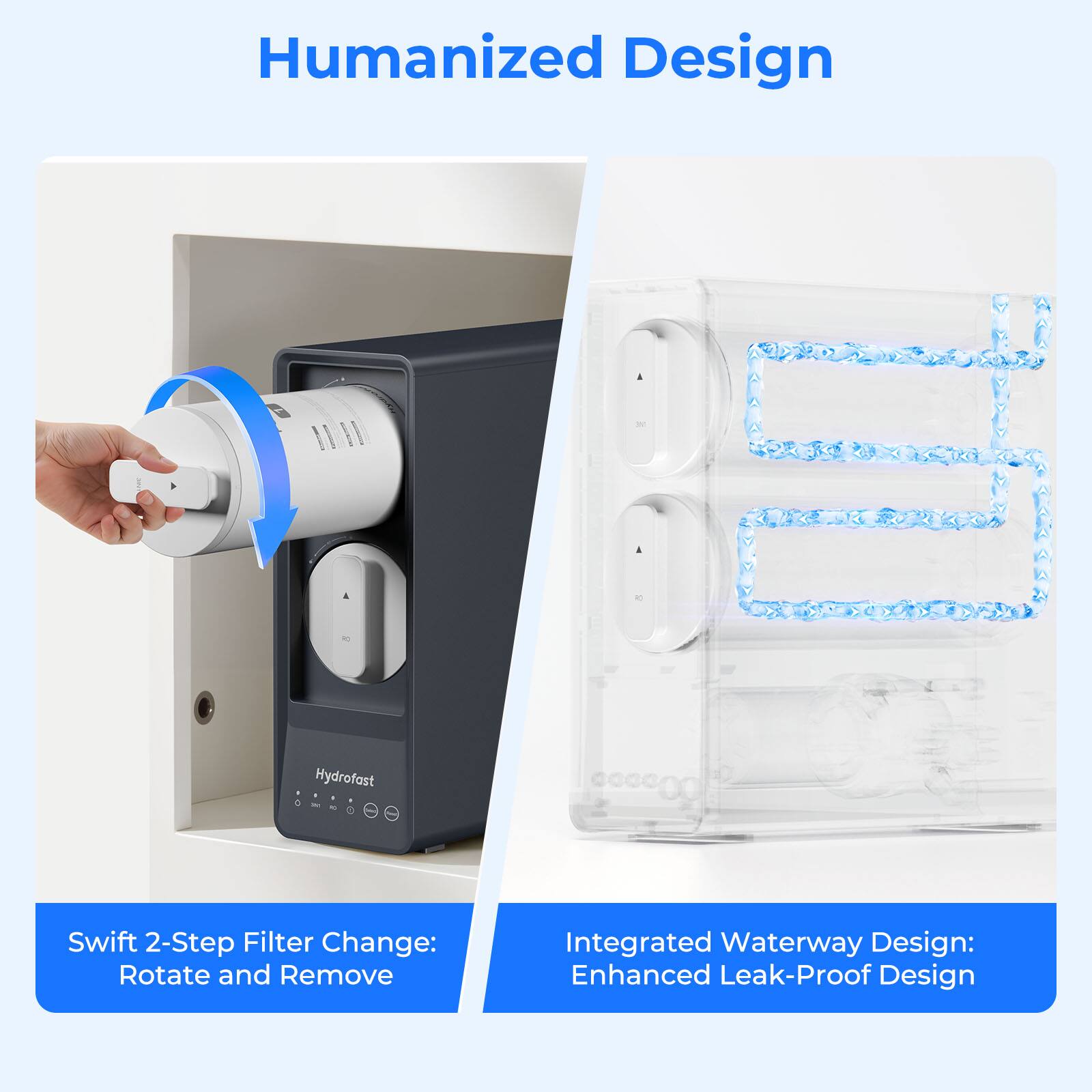 Humanized Design

Swift 2-Step Filter Change: Rotate and Remove

Integrated Waterway Design: Enhanced Leak-Proof Design
