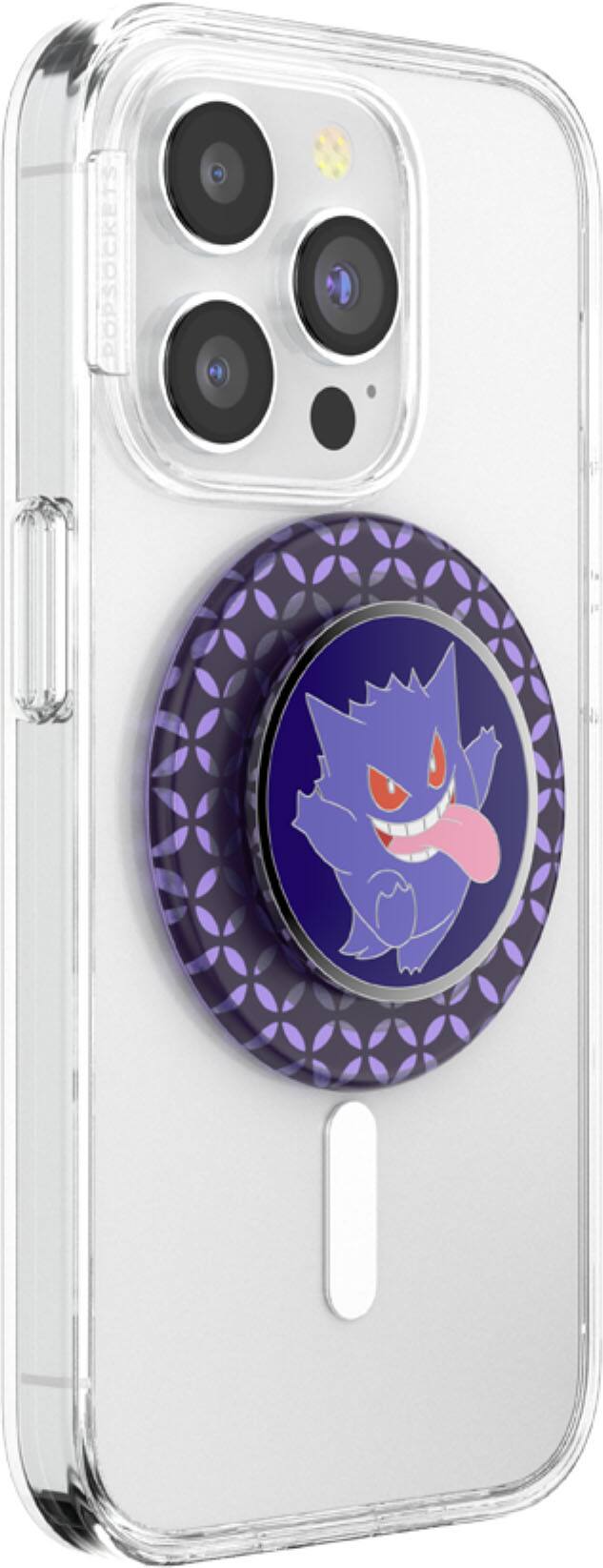 Angle. PopSockets - MagSafe PopGrip Universal Magnetic Grip & Stand with Adapter Ring for Cell Phones - Pokemon Enamel Gengar.