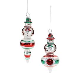 BreeBe - Snowman Drop Ornament (Set of 12) - Silver, Green, Red