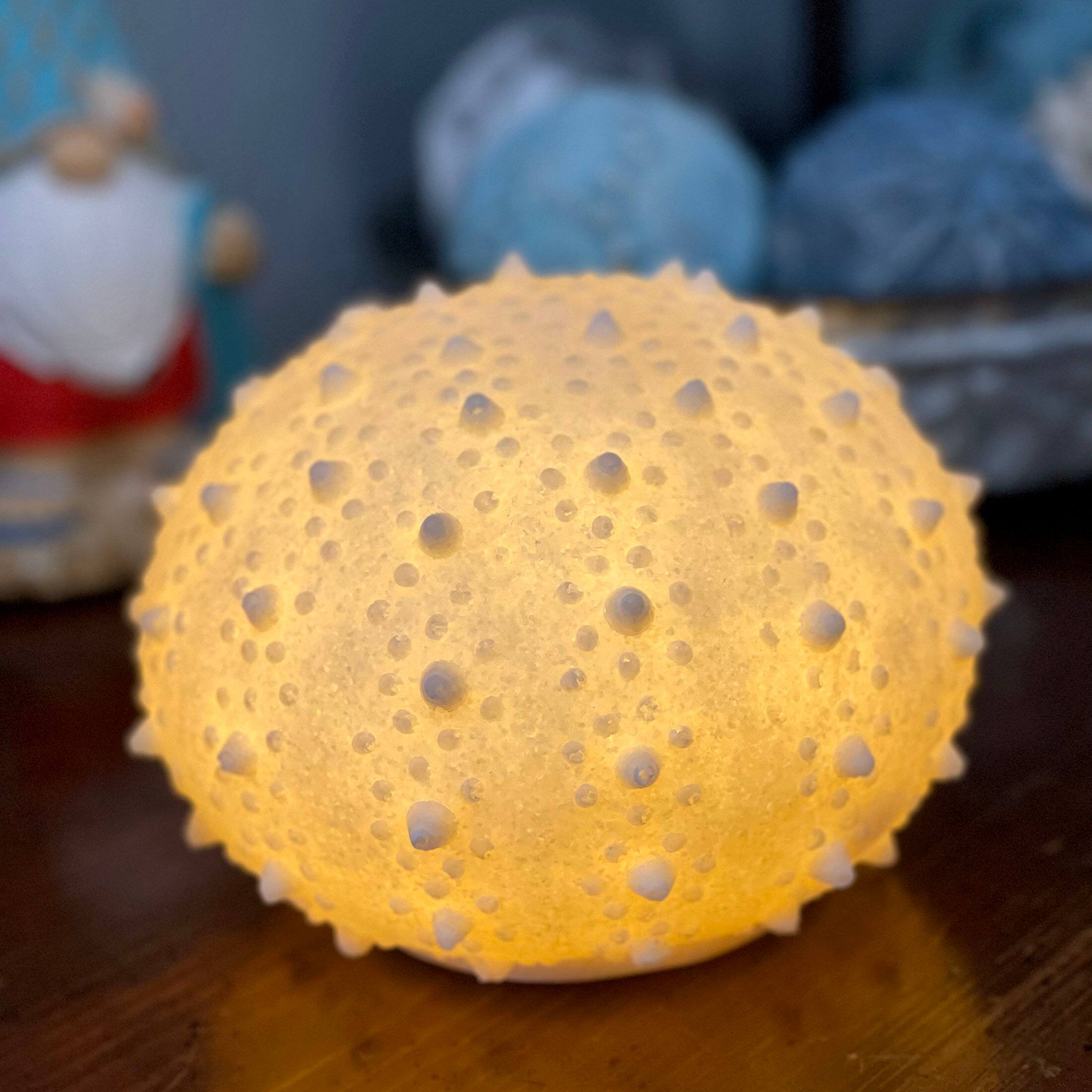 Alt View 3. Contrast Inc. - 7 Inch Resin LED Sea Urchin Accent Lamp Decorative Sea Table Light Nautical Home Decor - White.