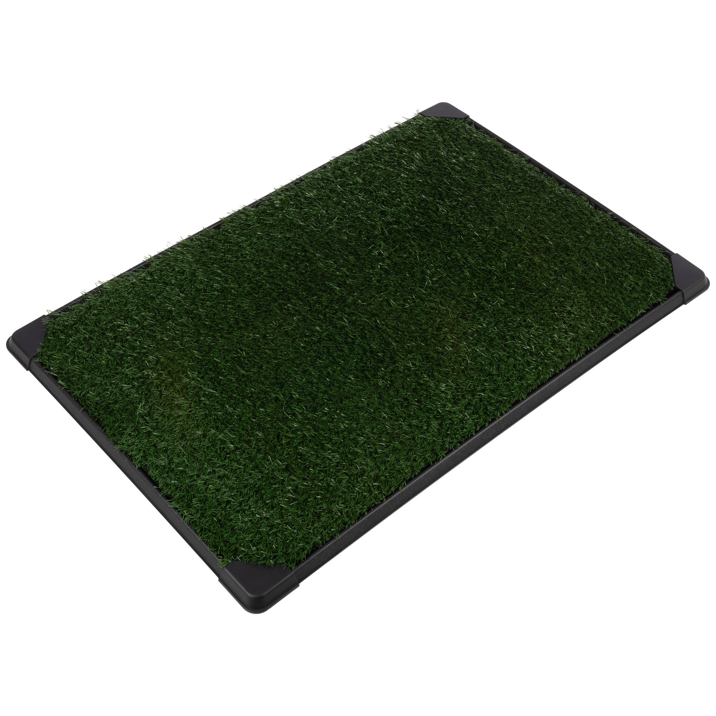 Angle. PetMaker - 41x27in Dog Grass Pad with Tray - Black/Green.