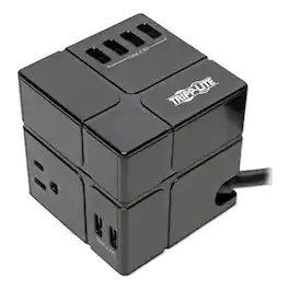Tripp Lite - TLP366CUBEUSBB 6 ft. Cord 3 AC Outlets/6 USB-A Ports 540 J Power Cube Surge Protector - Black