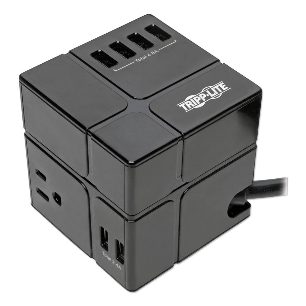 Tripp Lite - TLP366CUBEUSBB 6 ft. Cord 3 AC Outlets/6 USB-A Ports 540 J Power Cube Surge Protector - Black