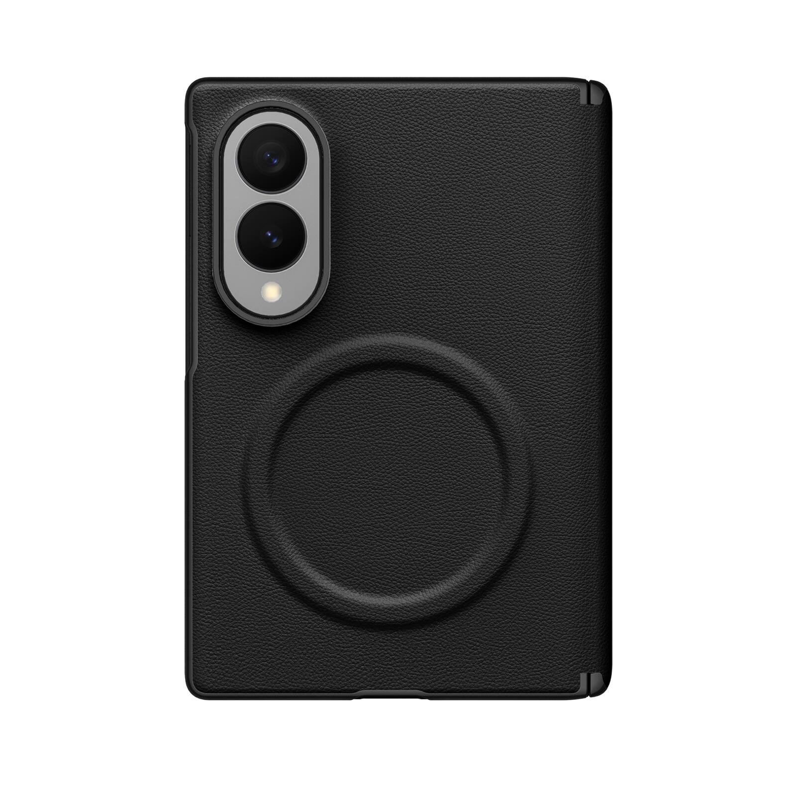Alt View 5. UUCOVER - For Samsung Galaxy Z Fold8 Vegan Leather Magnetic Case with Screen Protector, Magnetic Hinge Protection Slim Phone Cover - Black.