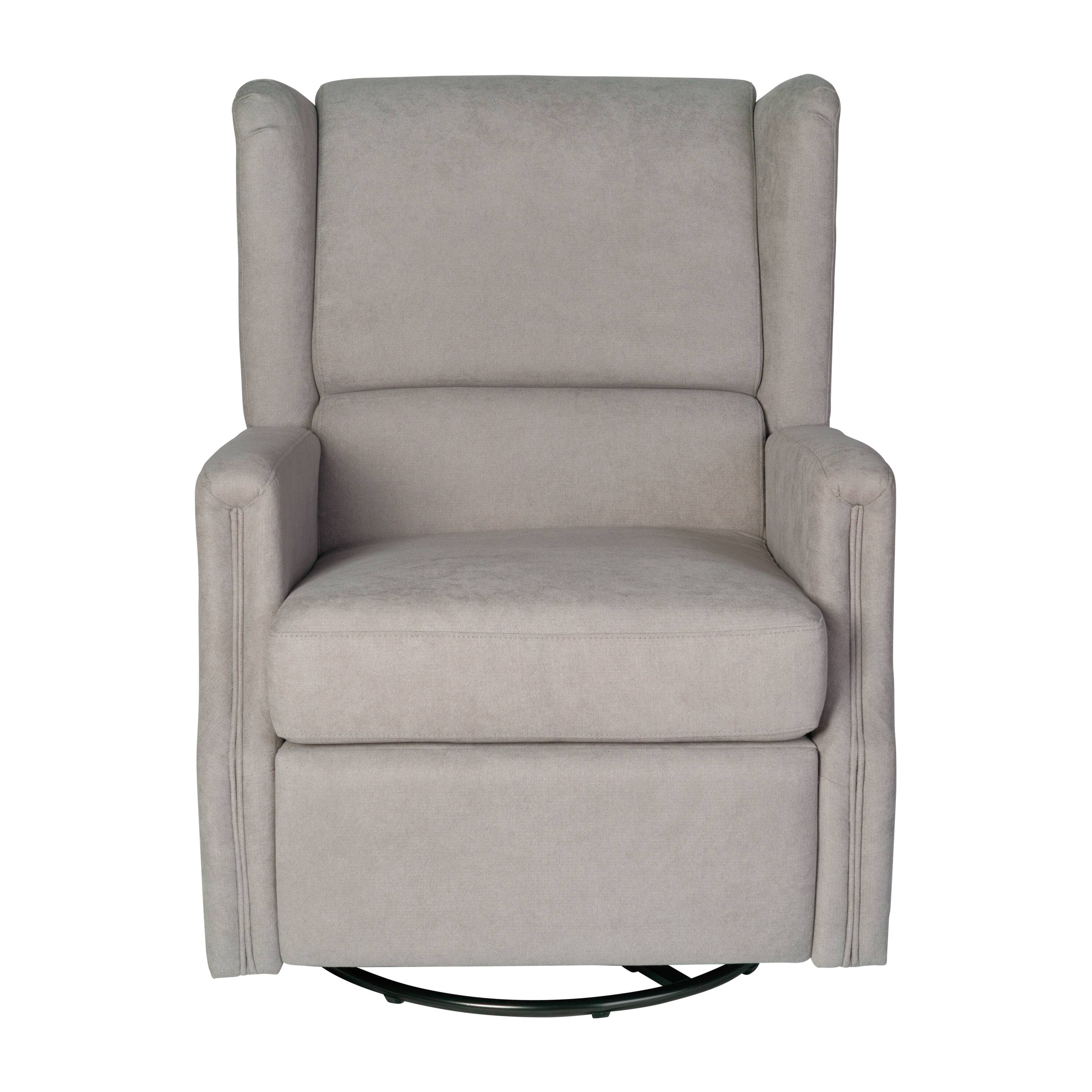 Alt View 9. Emma + Oliver - Wingback Manual Rocking Glider Recliner Chair with 360° Swivel - Light Gray.