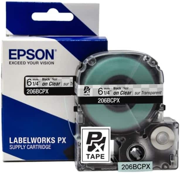 Epson - 1/4" Tape - 206BCPX - Black on Clear
