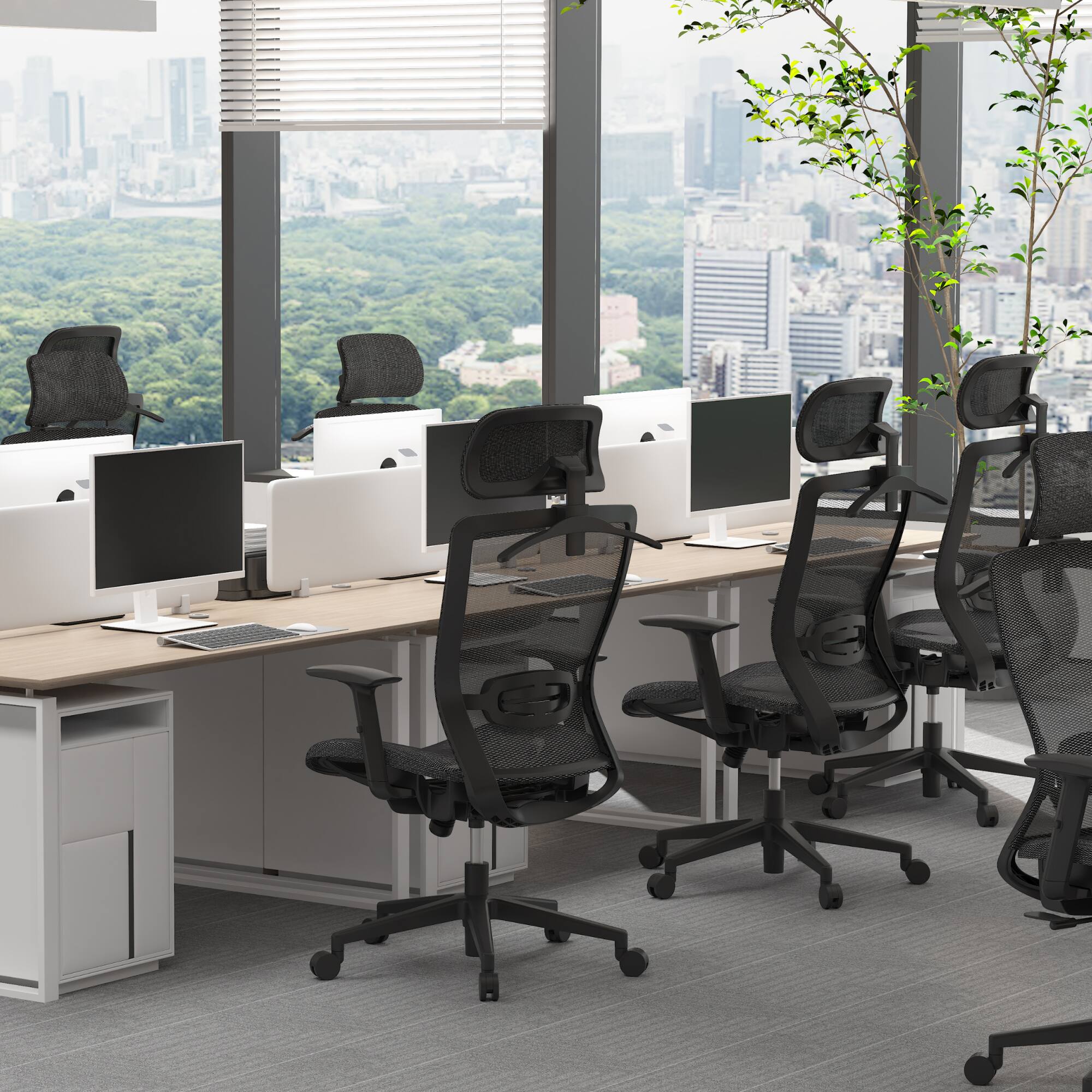 Alt View 5. FlexiSpot - C3-MH Ergonomic Mesh Office Chair with Adjustable Headrest, Lumbar Support & Swivel Design for Home Office - Black.