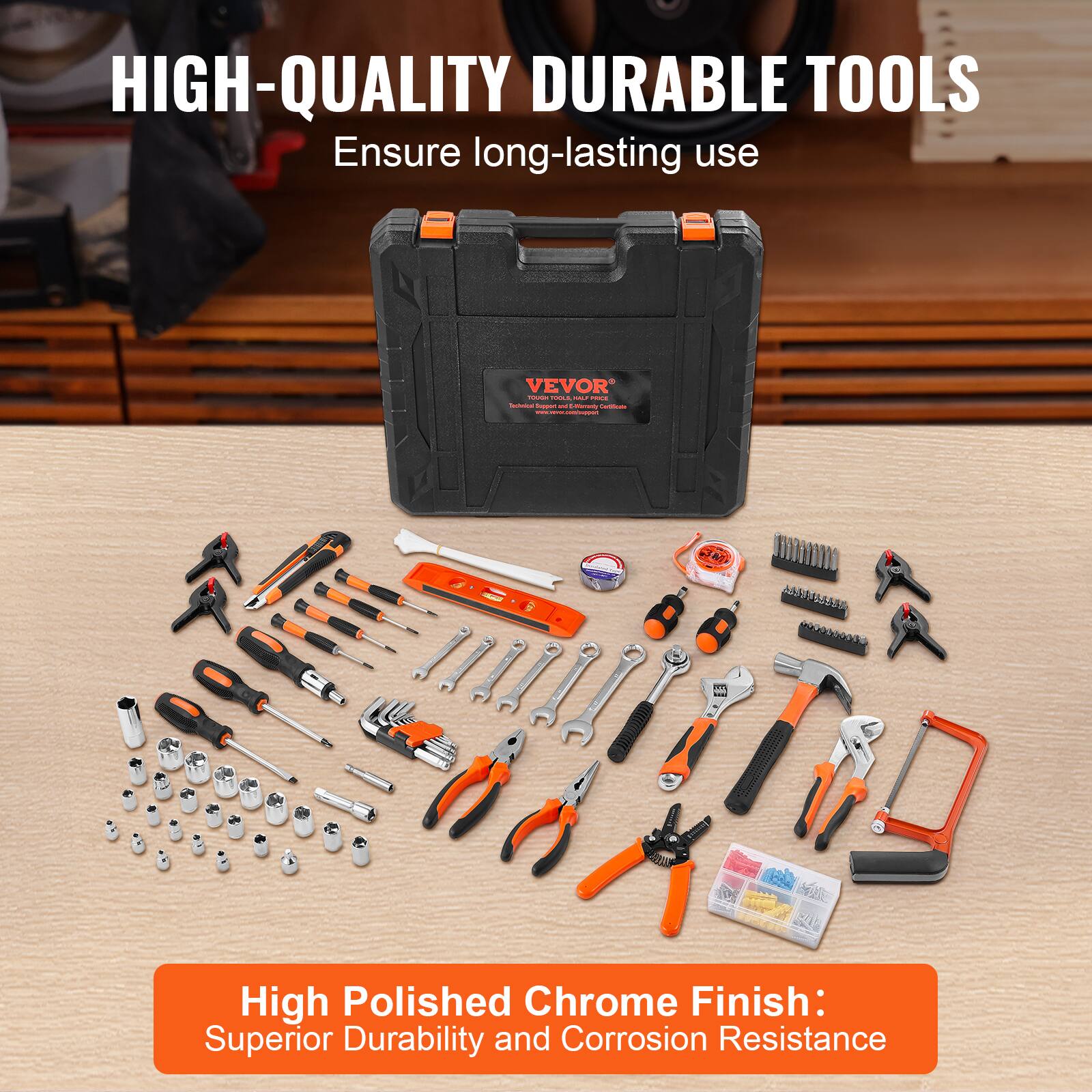 HIGH-QUALITY DURABLE TOOLS  
Ensure long-lasting use  

High Polished Chrome Finish:  
Superior Durability and Corrosion Resistance