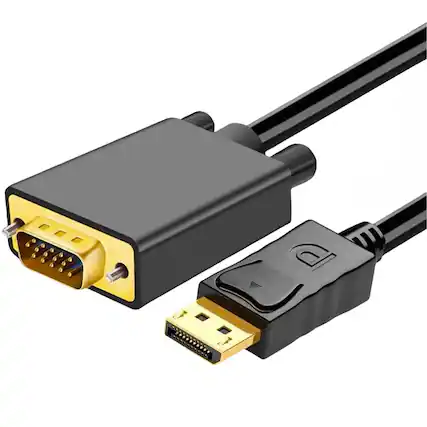 Front. PARKER SLATER - DisplayPort to VGA Cable 6ft – 1080P@60Hz, DP to VGA, Black.